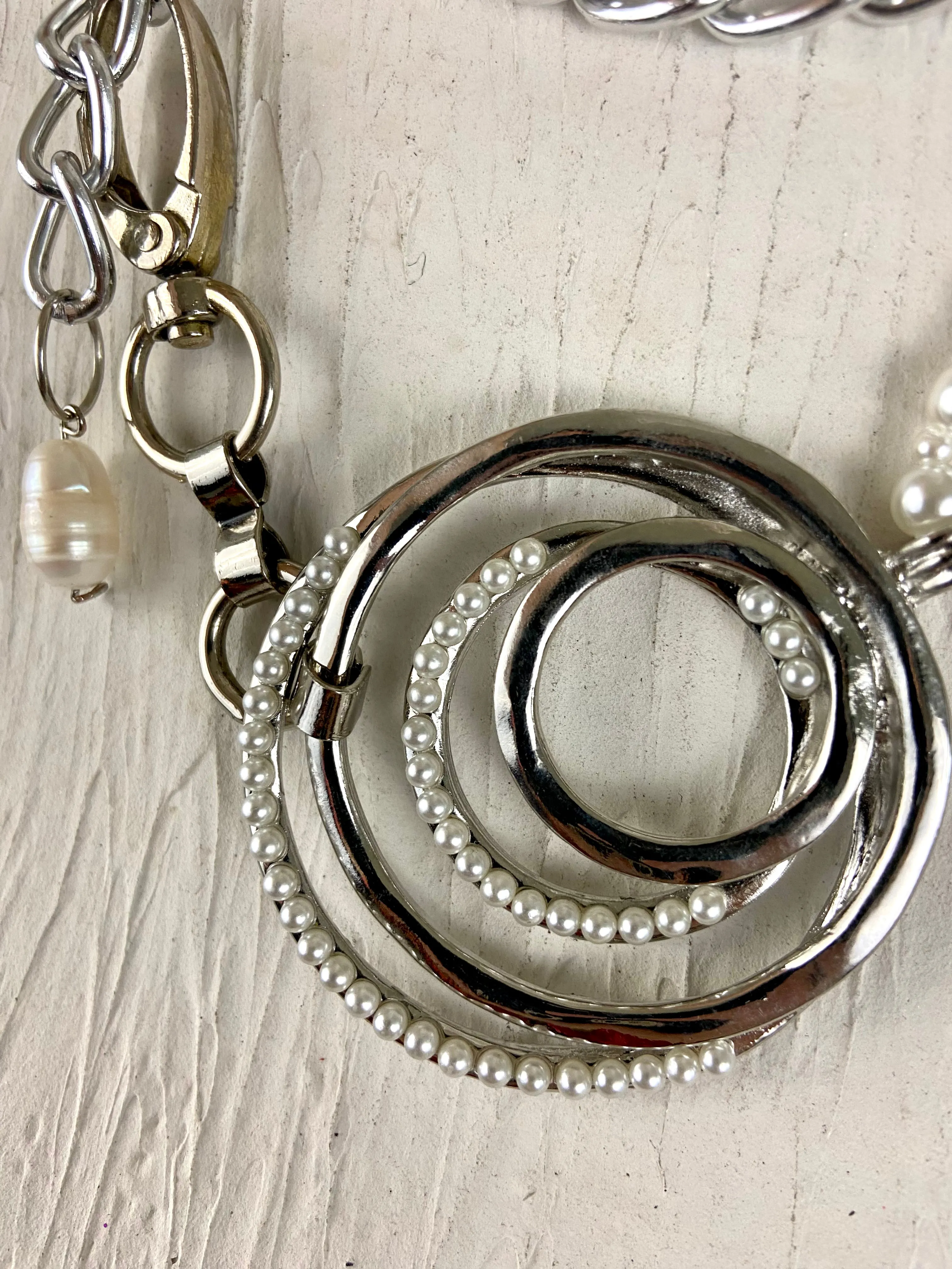 Pearl and silver waist belt