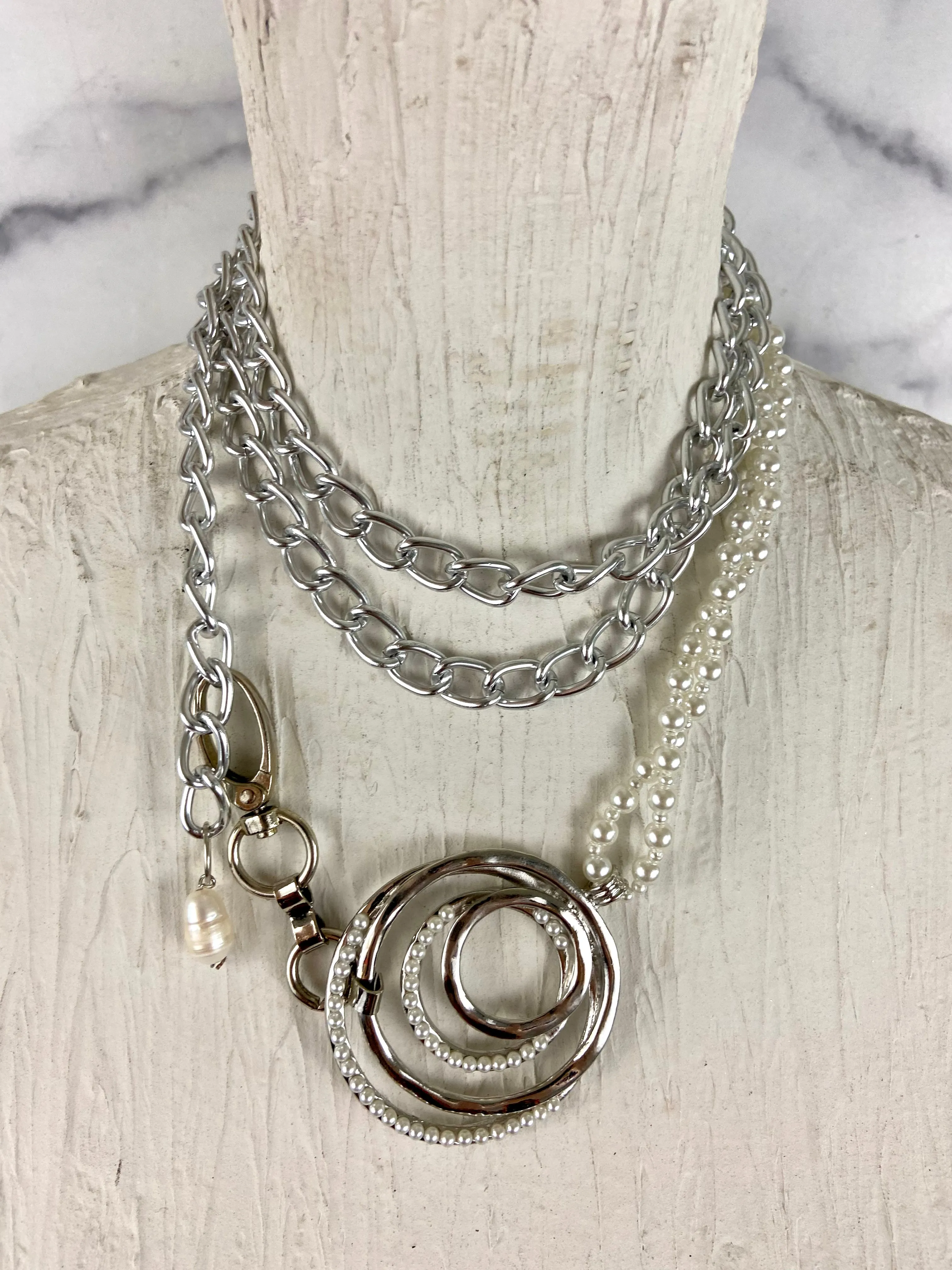 Pearl and silver waist belt