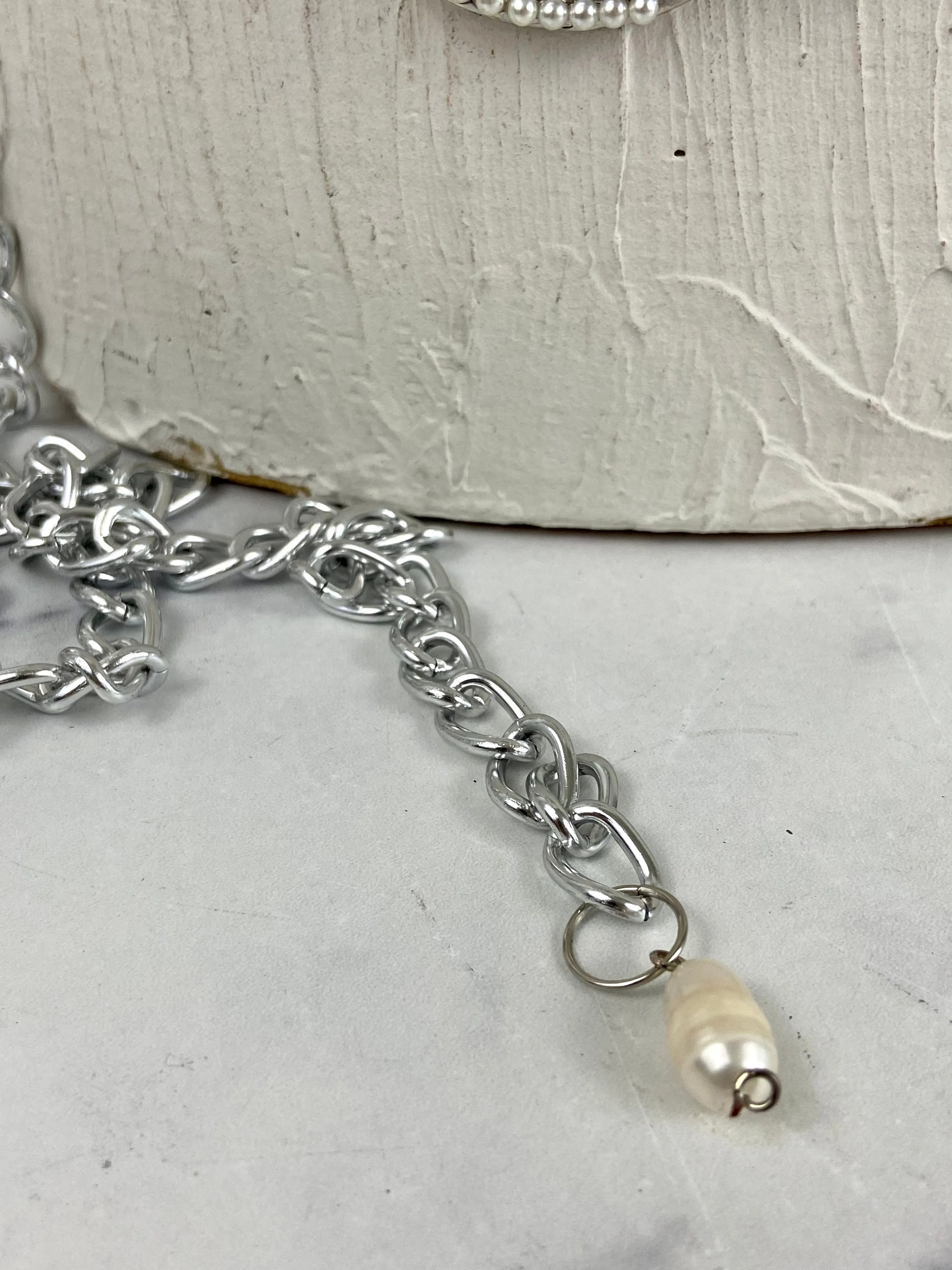 Pearl and silver waist belt