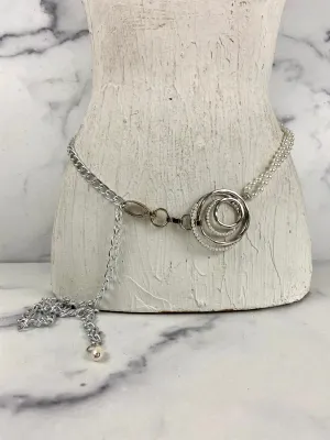 Pearl and silver waist belt