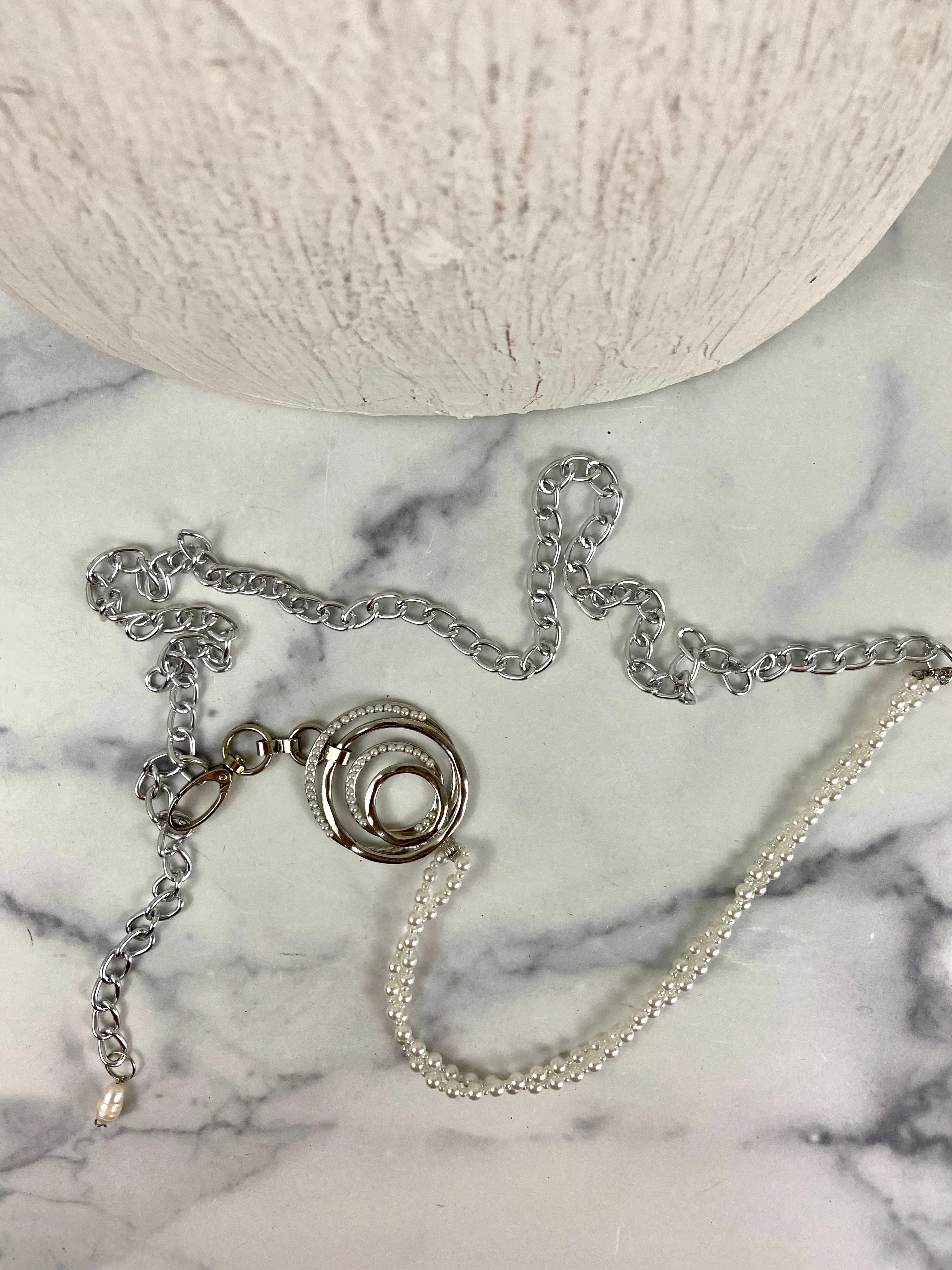 Pearl and silver waist belt