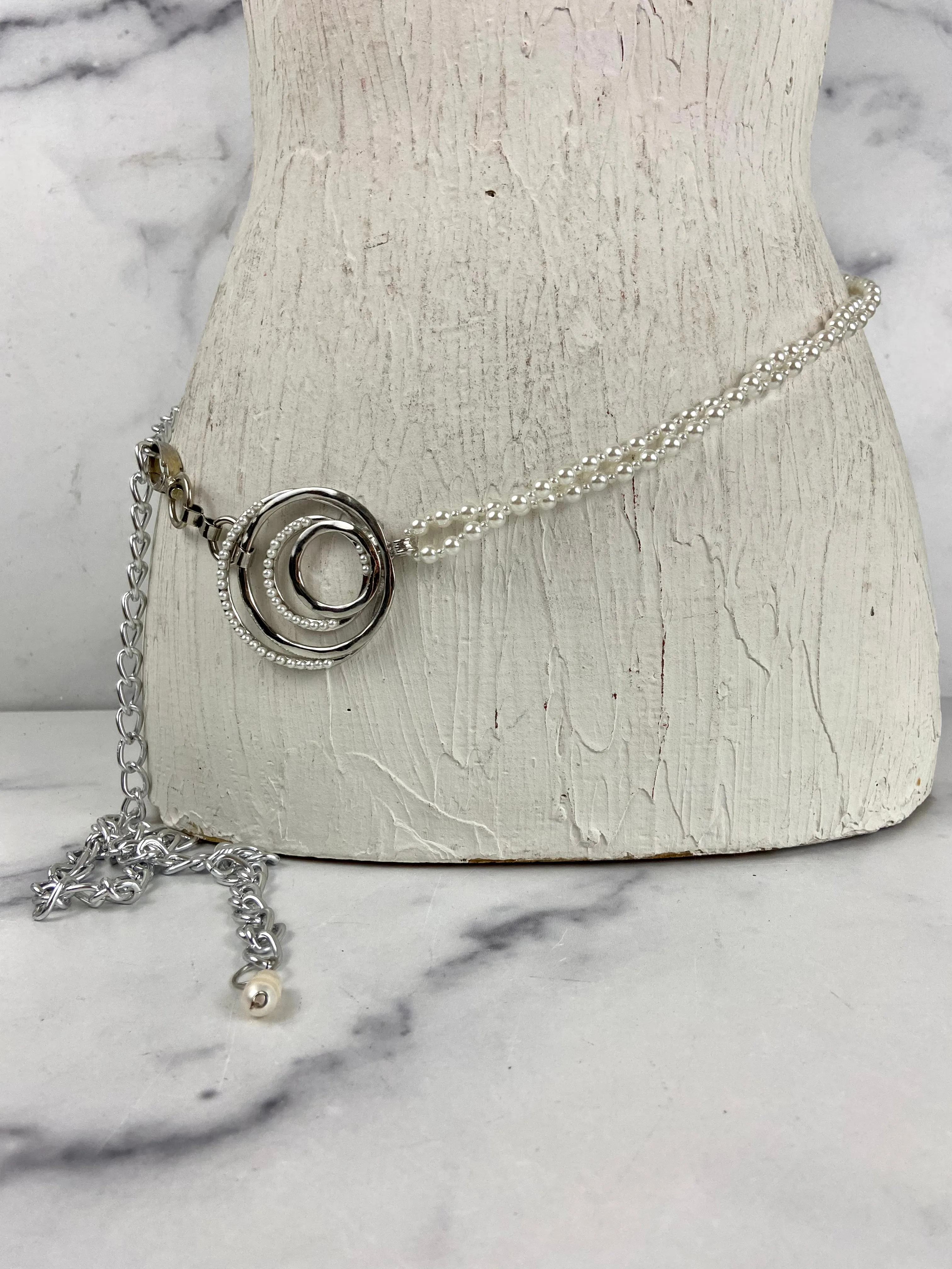 Pearl and silver waist belt