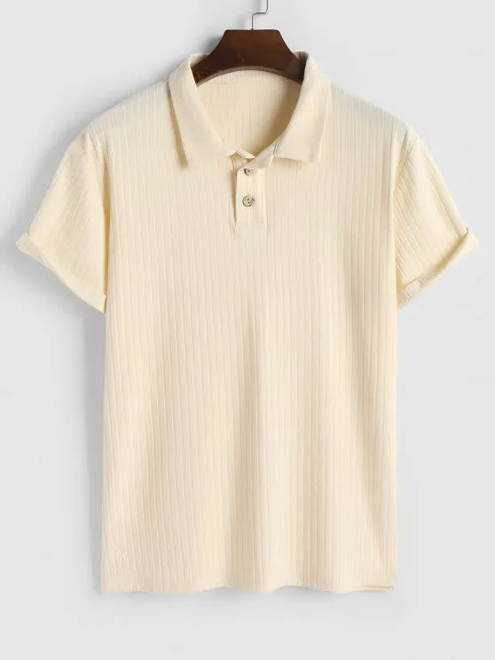 Polo Collared T Shirt With Corduroy Shorts