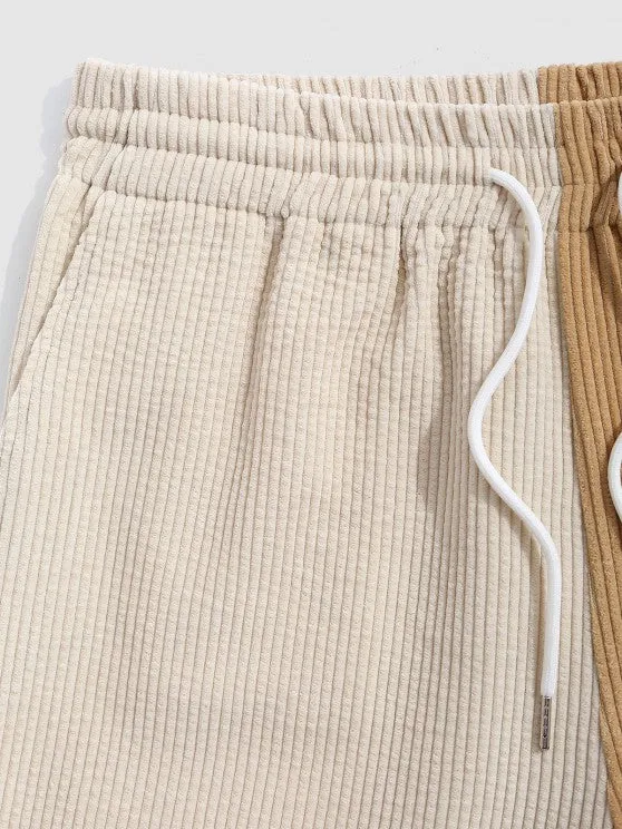 Polo Collared T Shirt With Corduroy Shorts