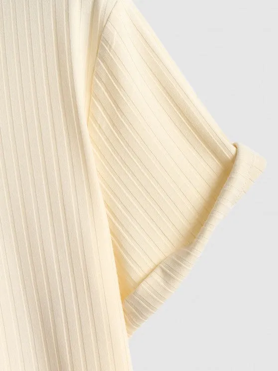 Polo Collared T Shirt With Corduroy Shorts