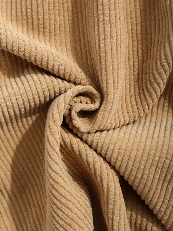 Polo Collared T Shirt With Corduroy Shorts