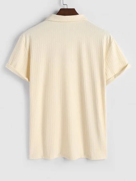 Polo Collared T Shirt With Corduroy Shorts
