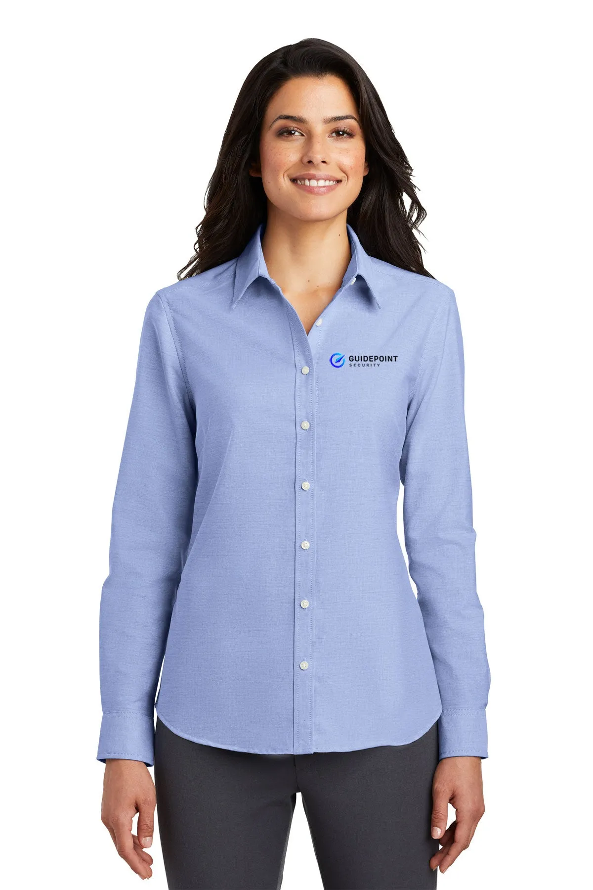 Port Authority Ladies SuperPro Oxford Shirt, Oxford Blue [GuidePoint Security]