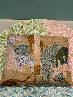 Pyjamas  - Indian Cotton Long Set - Brown With Leopards
