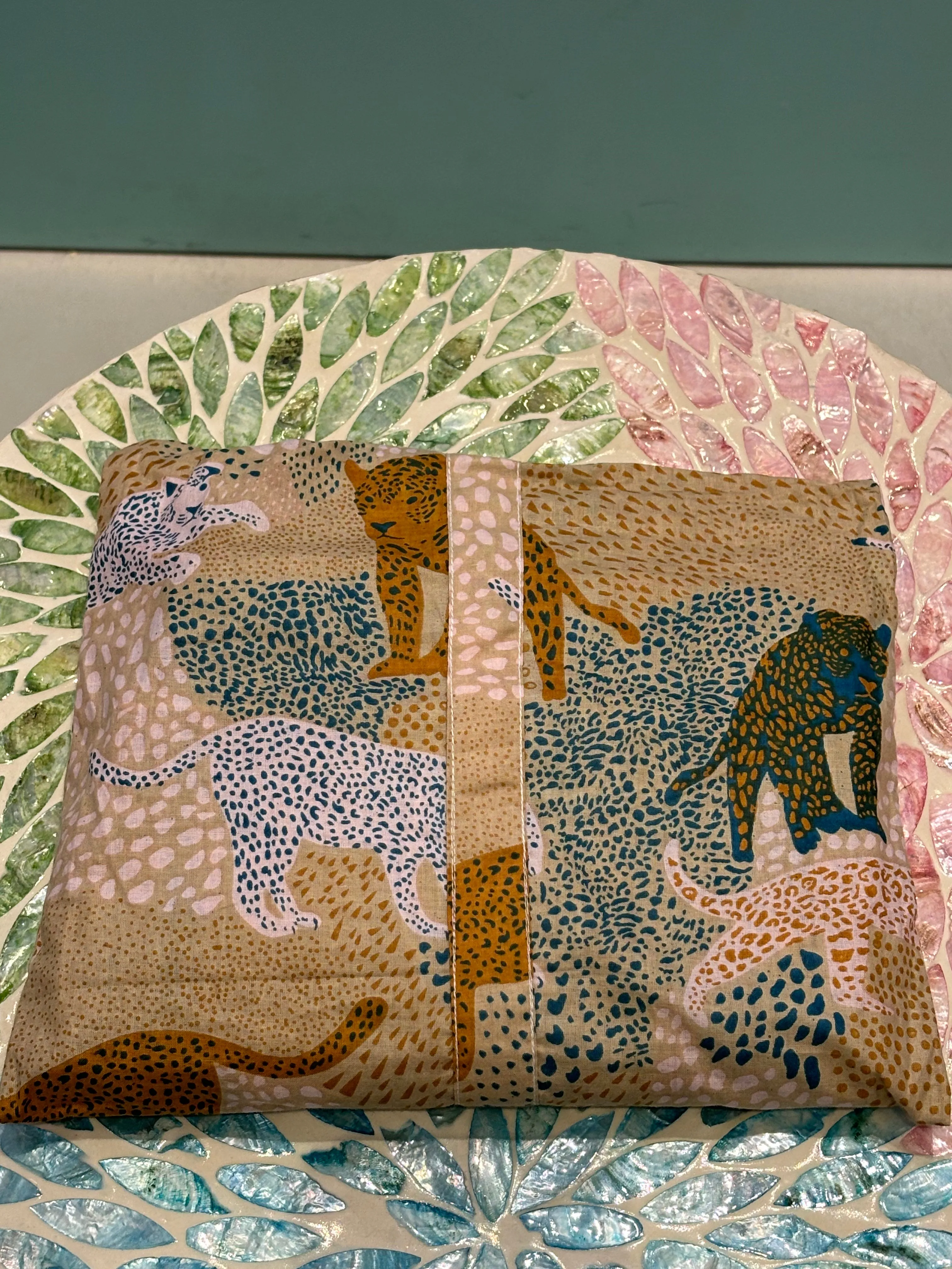 Pyjamas  - Indian Cotton Long Set - Brown With Leopards