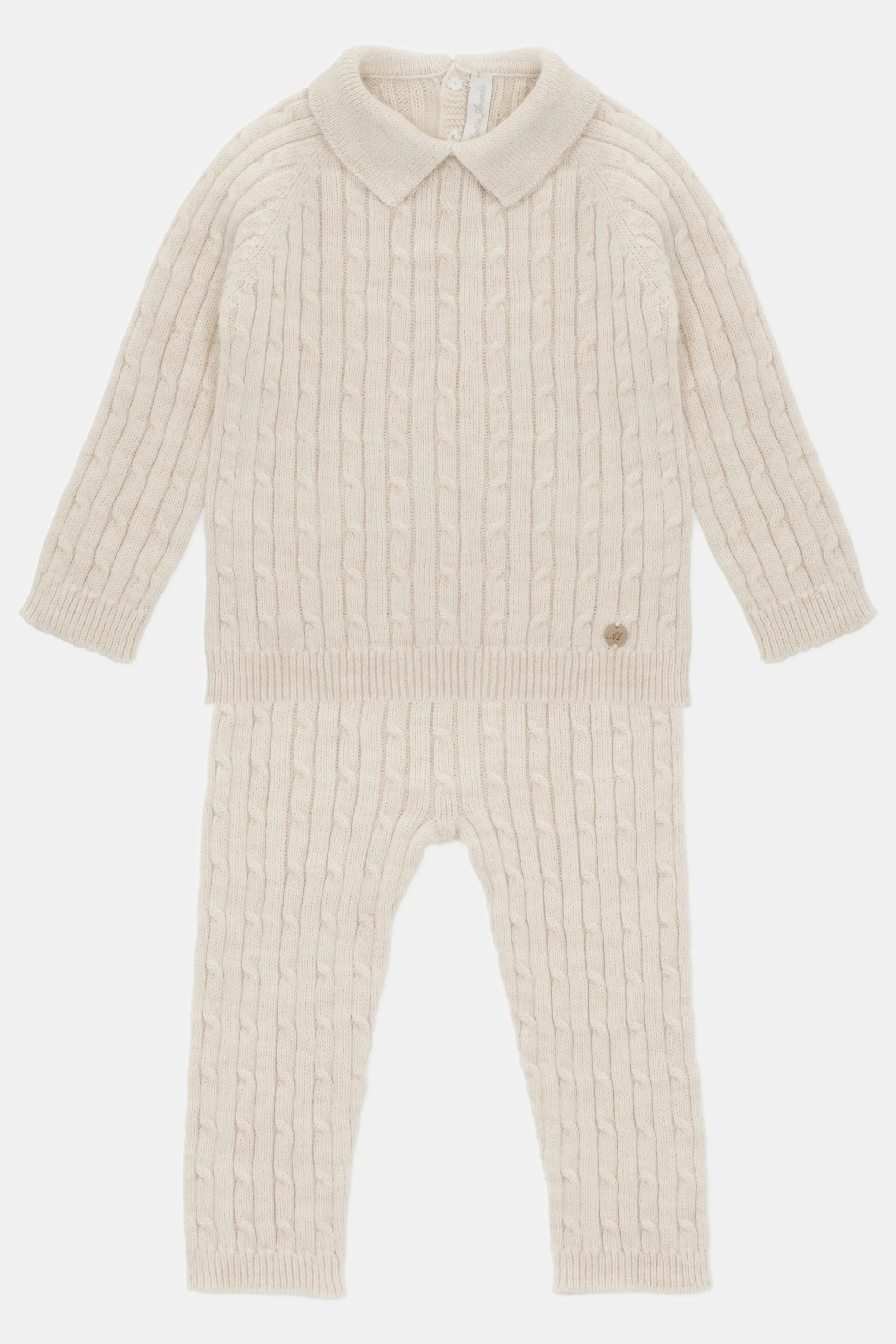 "Jack" Oatmeal Cable Knit Polo Shirt & Trousers