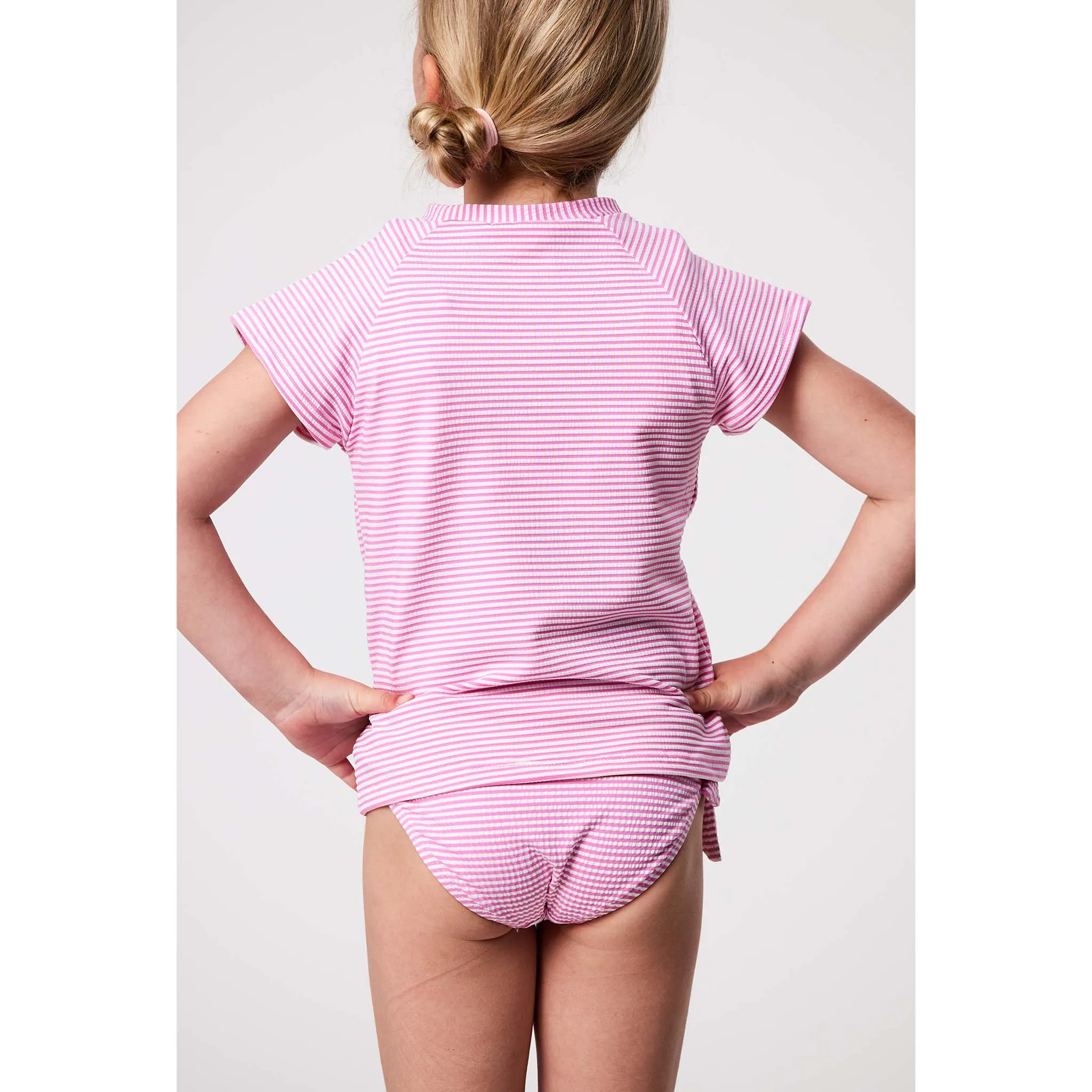 Raspberry Stripe  SS Rash Top