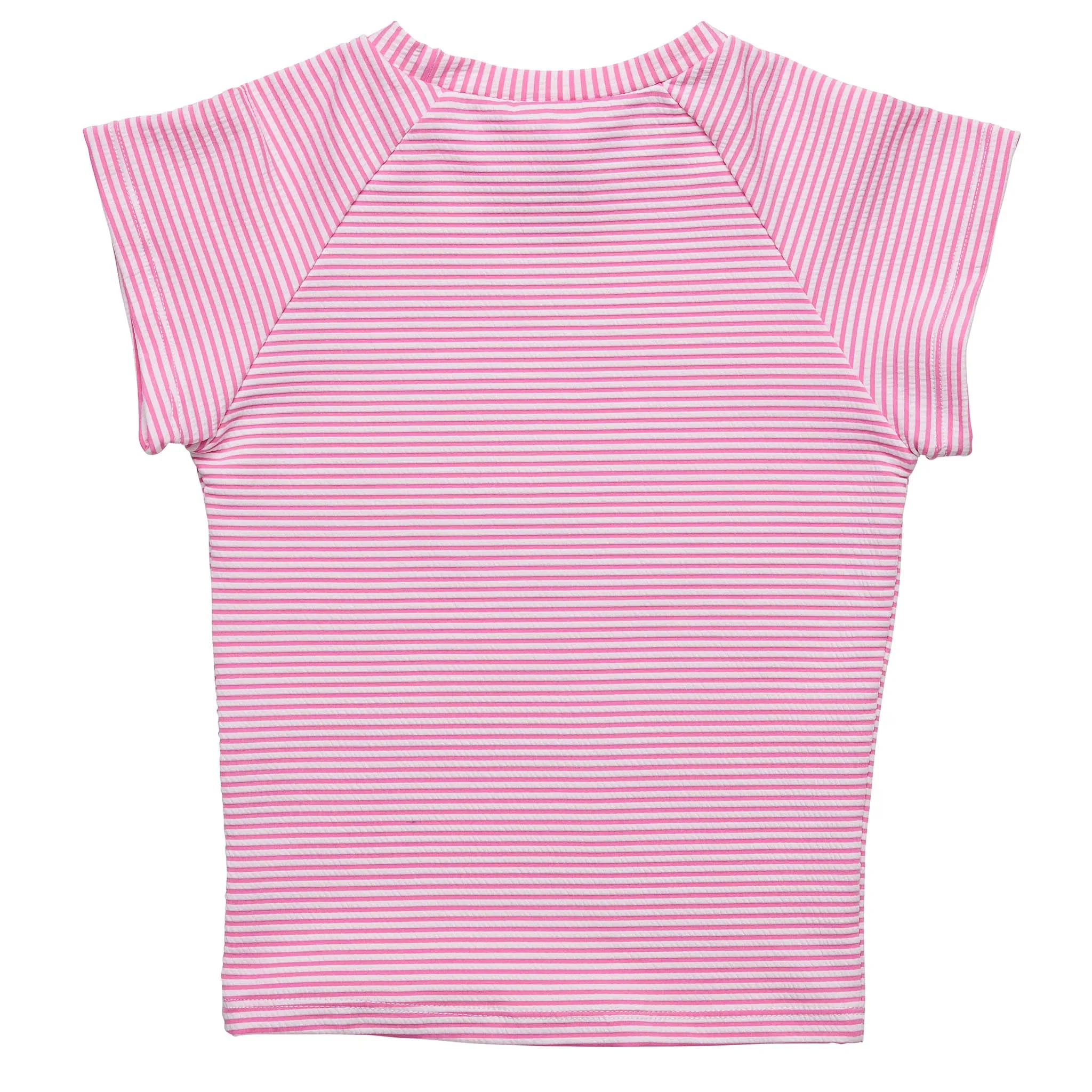 Raspberry Stripe  SS Rash Top