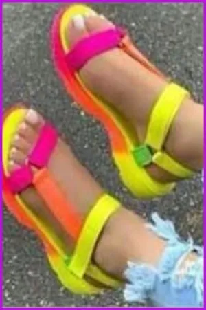Ready Stock Rainbow Colorful Beach Sandals F517
