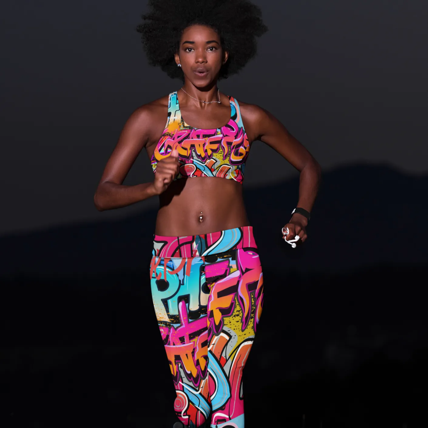 Red Orange Graffiti Yoga Leggings