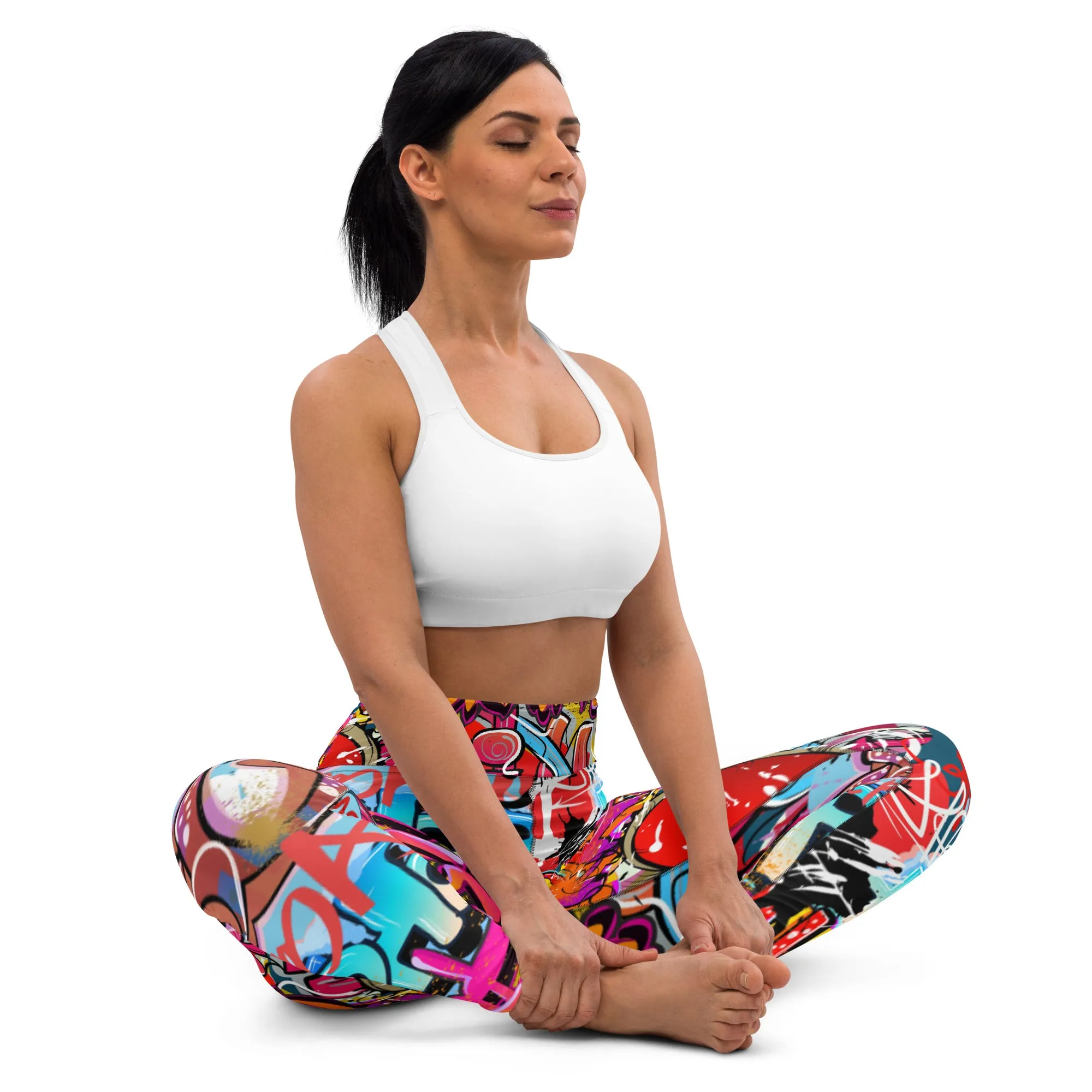 Red Orange Graffiti Yoga Leggings