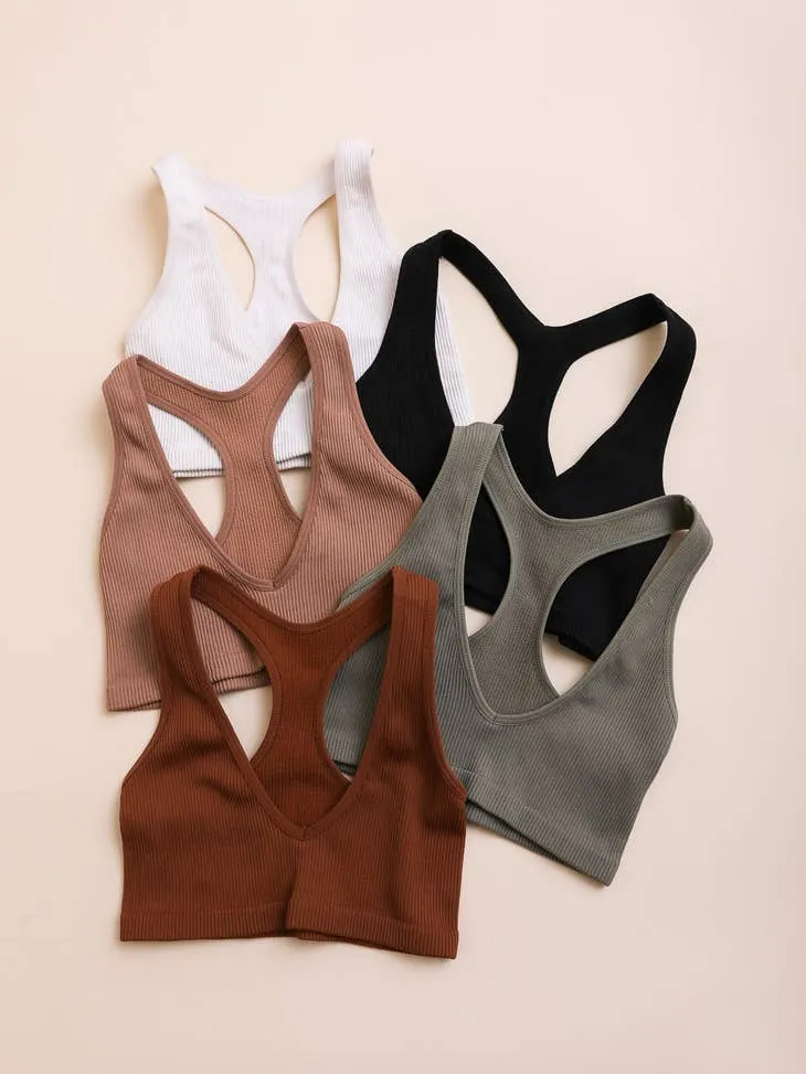 Ribbed Racer Back Bralette - Copper