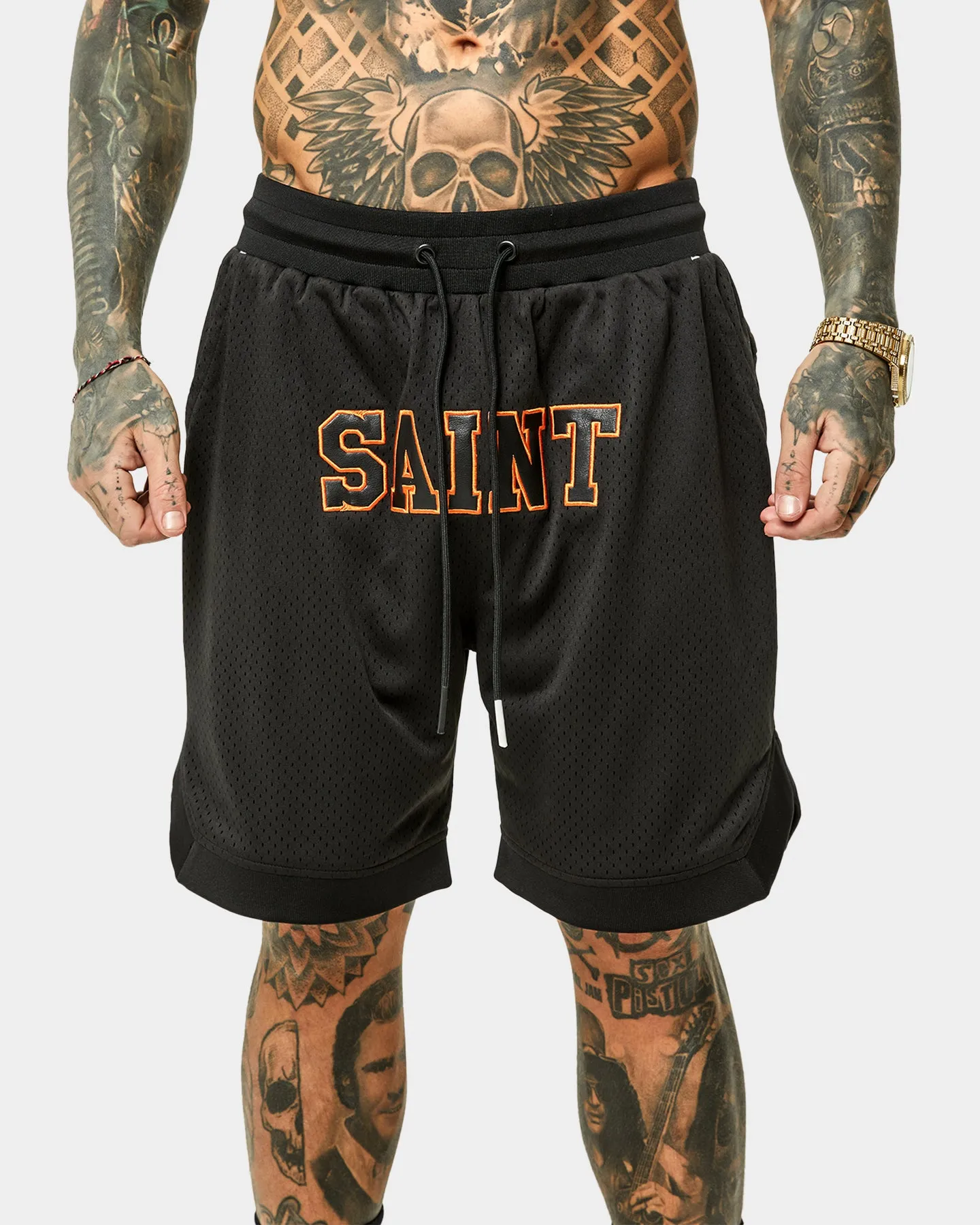 Saint Morta Workshop Basketball Shorts Black/Orange