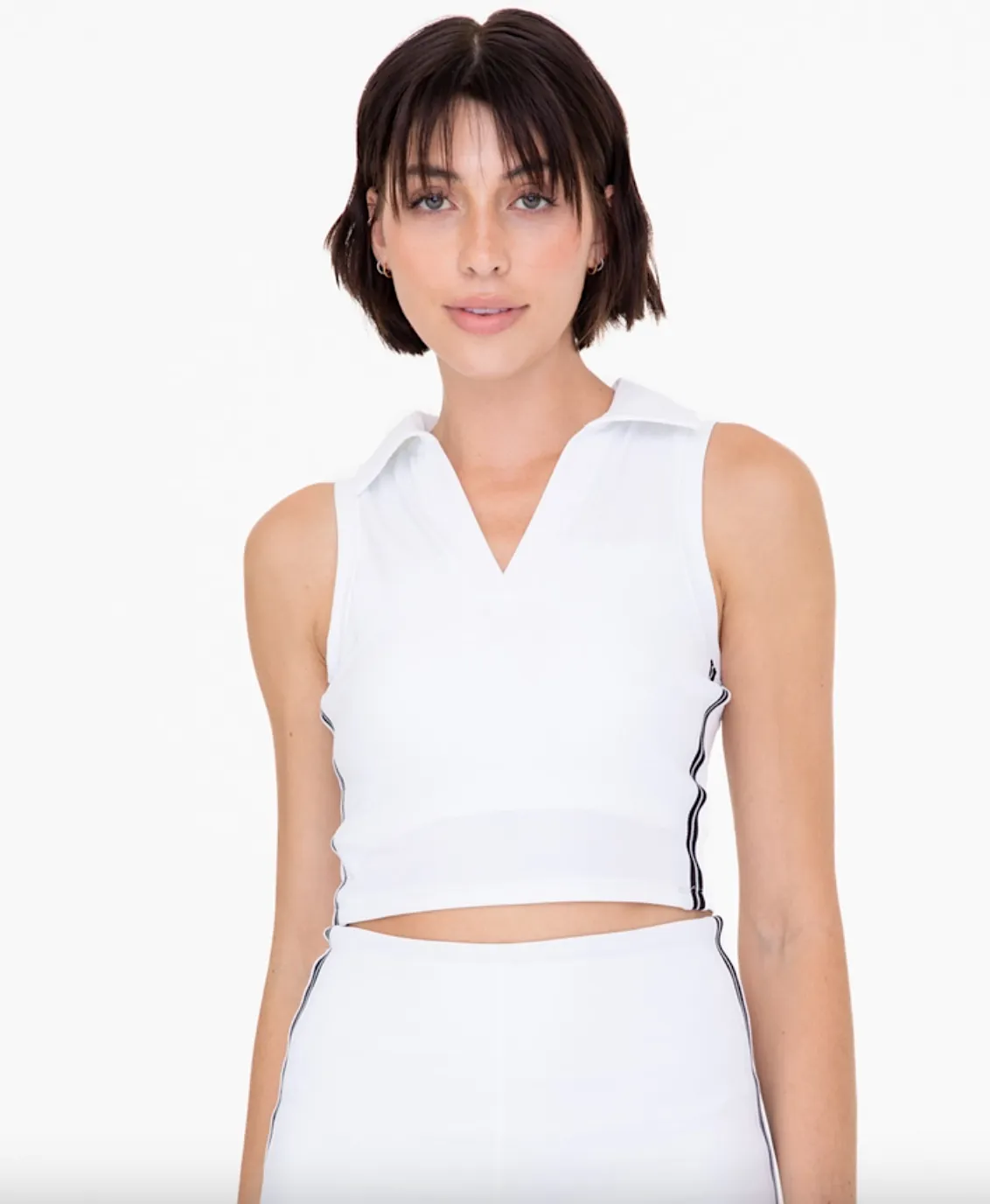 serena cropped tennis polo tee