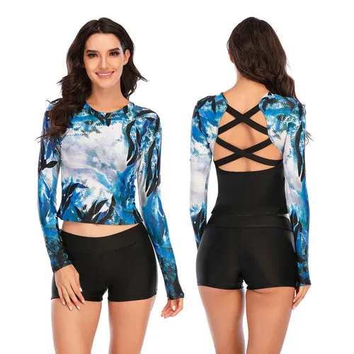 Sexy Rashguard Long Sleeve Swimwear Swimsuit Women Bikini 2021 Mujer