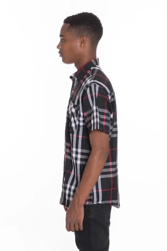 Short Sleeve Plaid Button Down in multiple colors