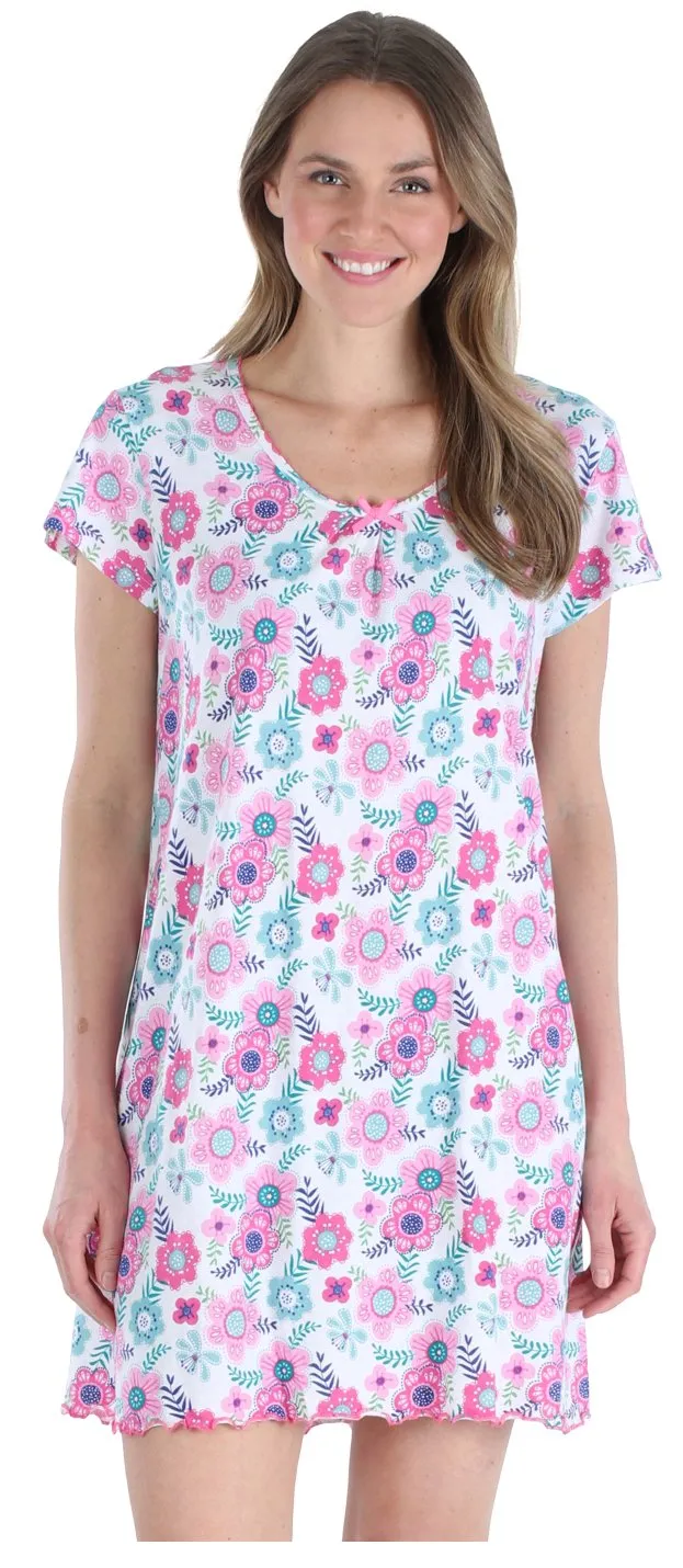 Sleepyheads Women's Cotton Short Sleeve Nightgown Sleep Dress Pajama