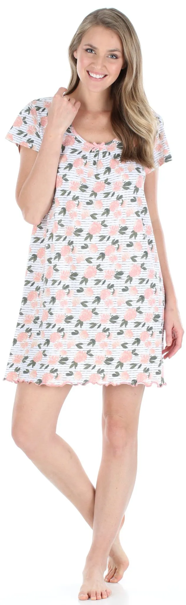 Sleepyheads Women's Cotton Short Sleeve Nightgown Sleep Dress Pajama
