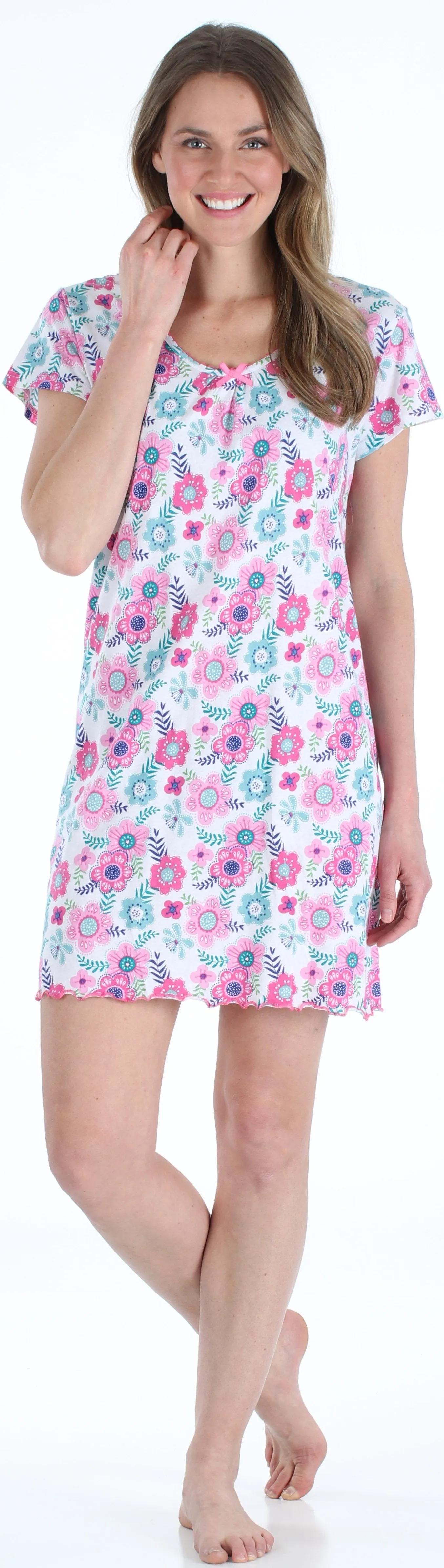Sleepyheads Women's Cotton Short Sleeve Nightgown Sleep Dress Pajama