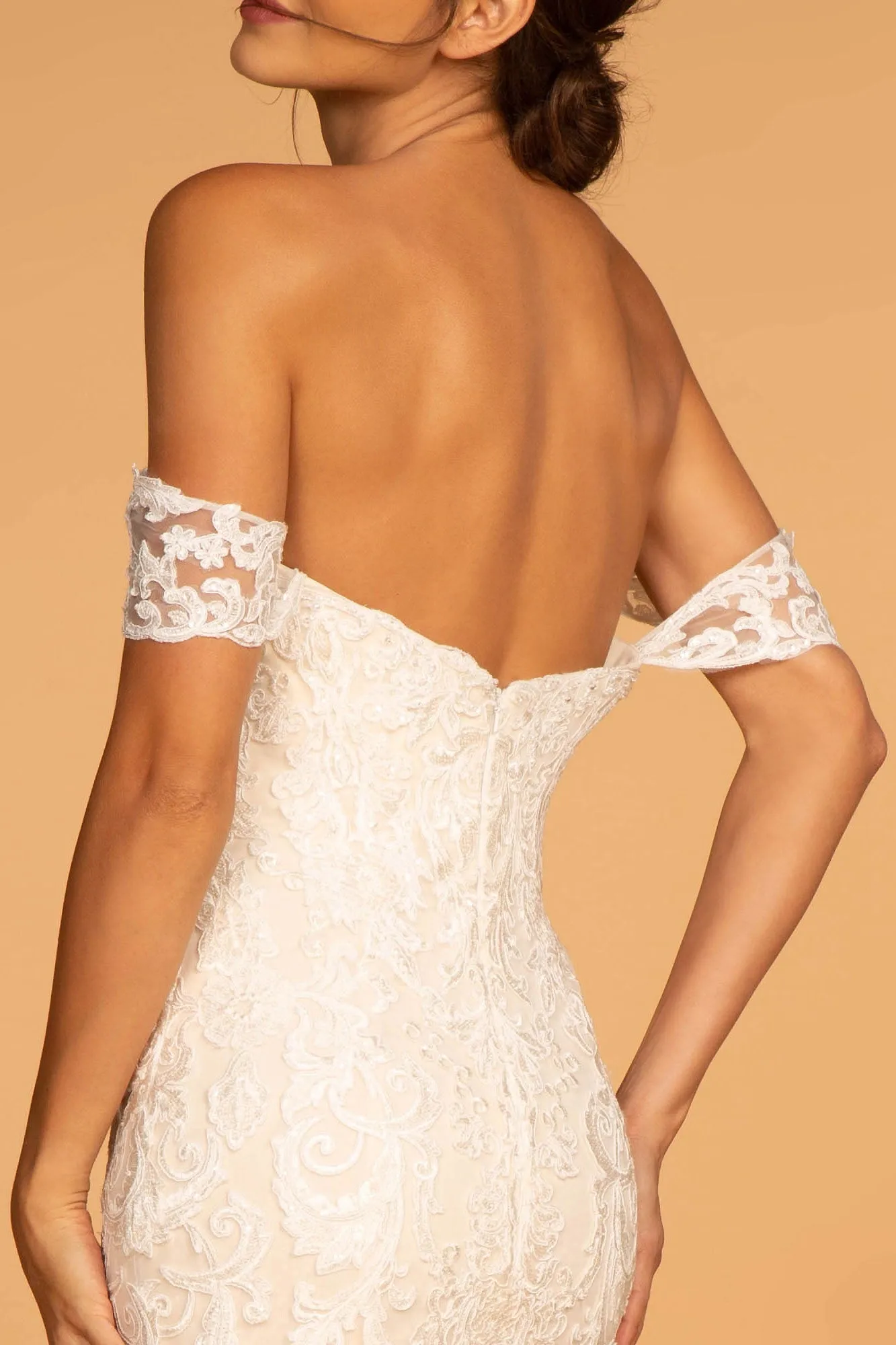 Sweethearted Embroidered Mesh Mermaid Wedding Gown GLGL2591