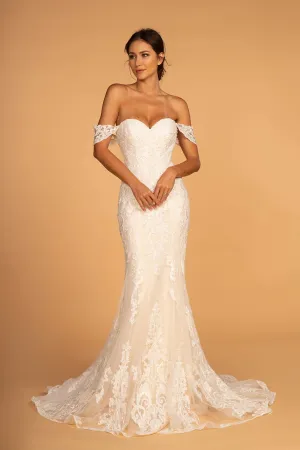 Sweethearted Embroidered Mesh Mermaid Wedding Gown GLGL2591