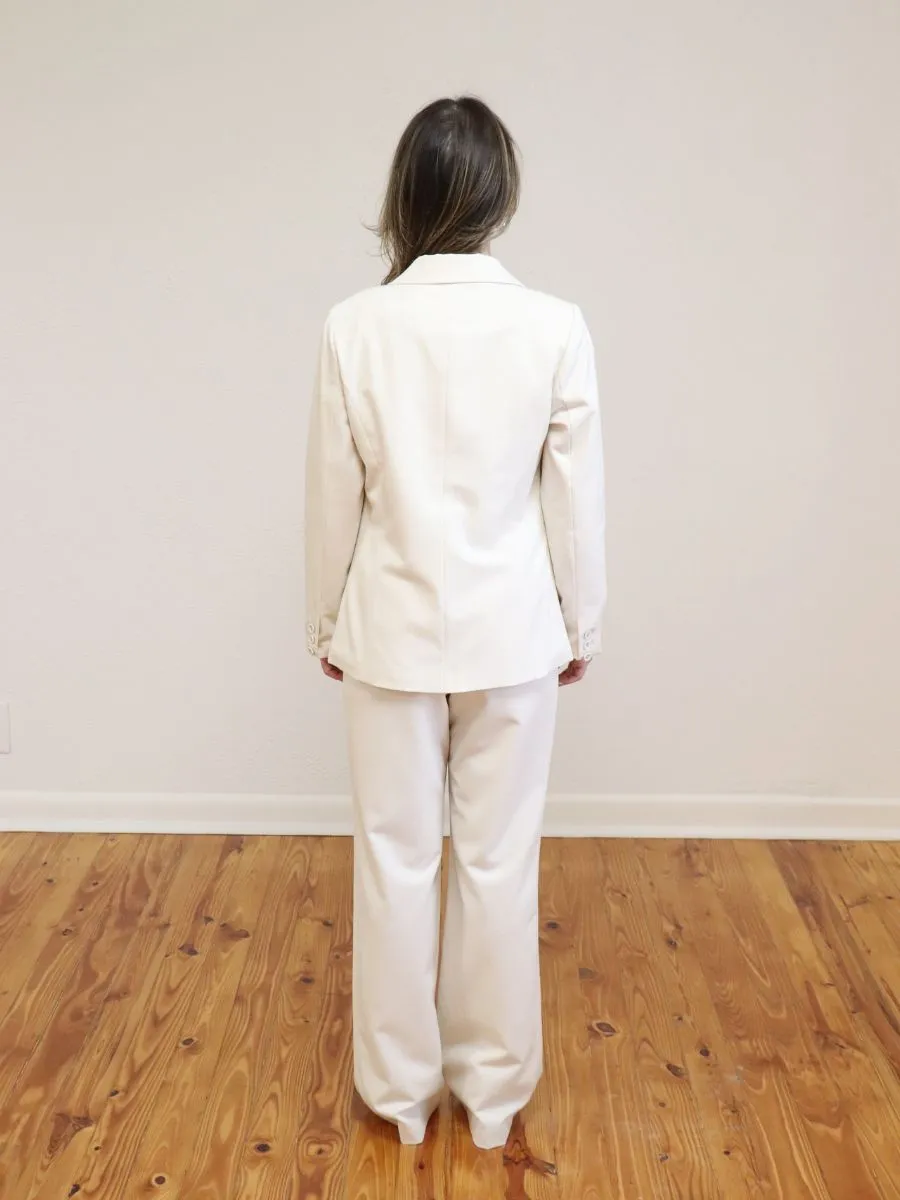 Tailored Single Button Blazer Cream