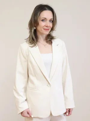 Tailored Single Button Blazer Cream