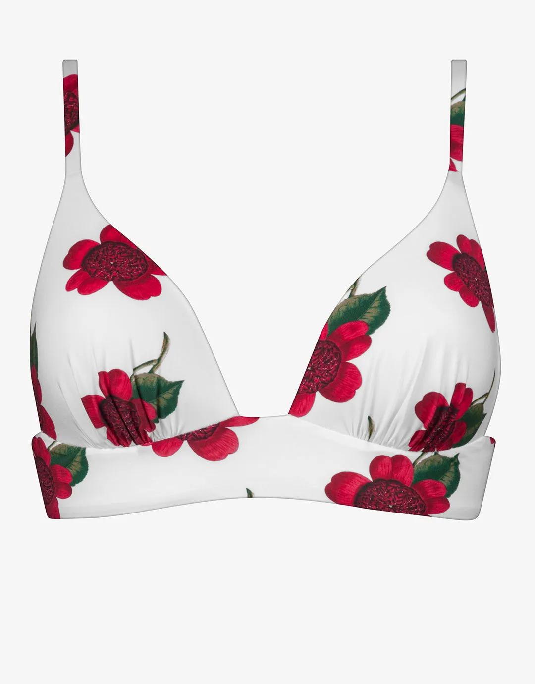The Bloom Bralette Bikini Top - White Red
