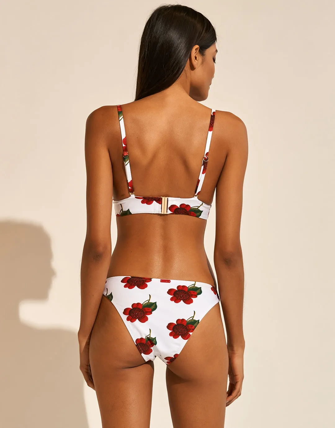 The Bloom Bralette Bikini Top - White Red