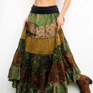 Tiered Silk Floral Maxi Skirt (S/M)