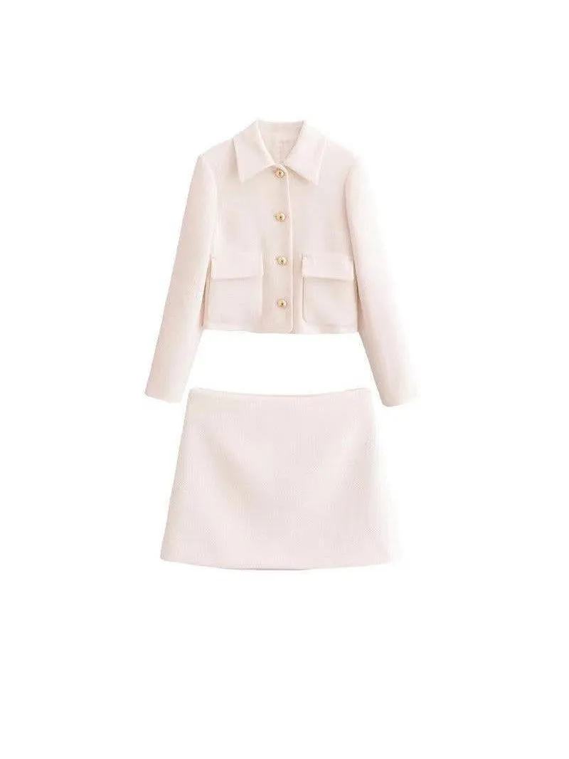 Tweed Crop Blazer & Skirt Coord Set