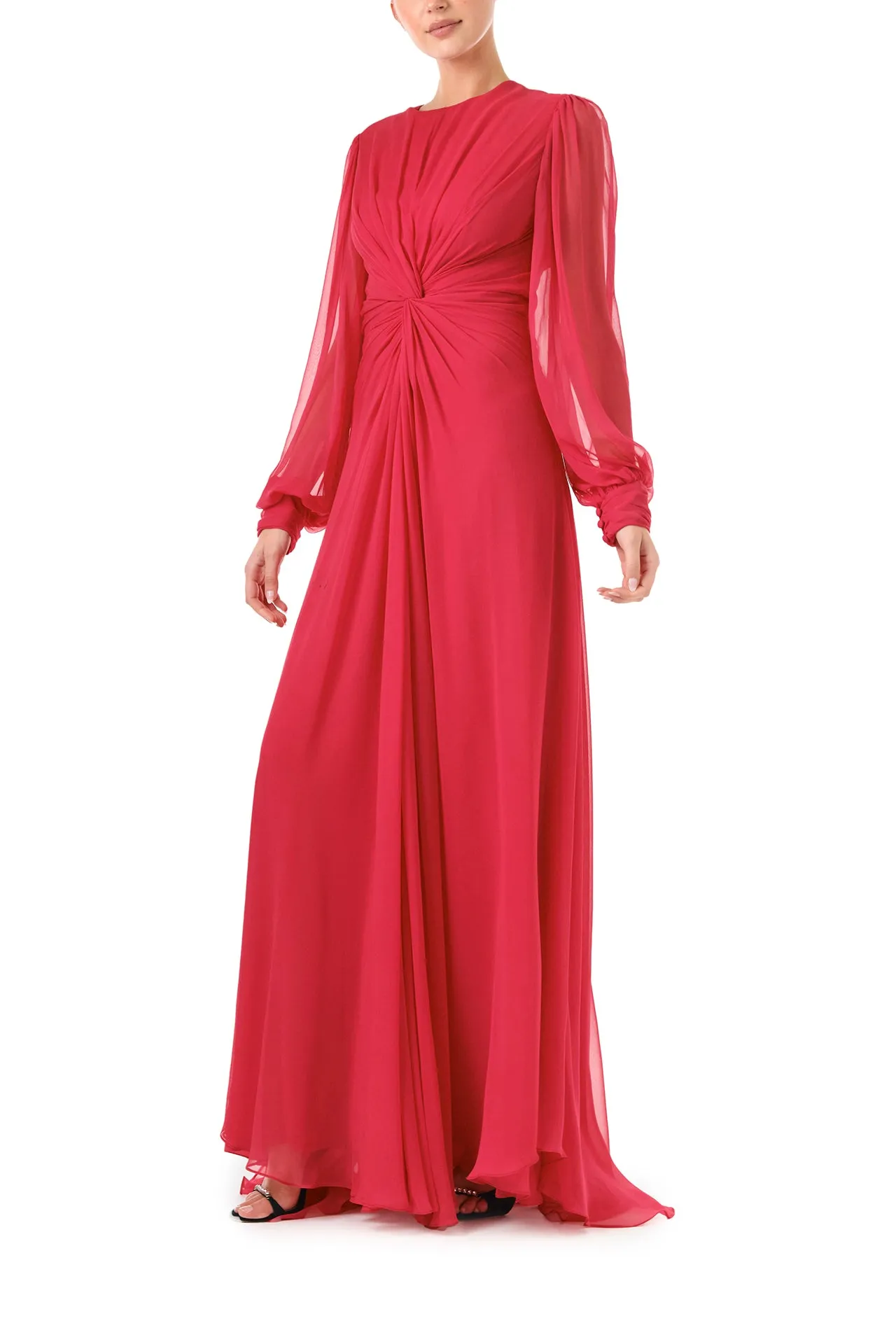 Twist Front Long Sleeve Gown