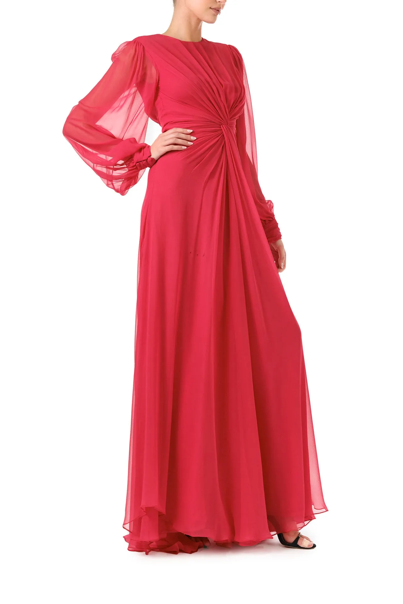 Twist Front Long Sleeve Gown