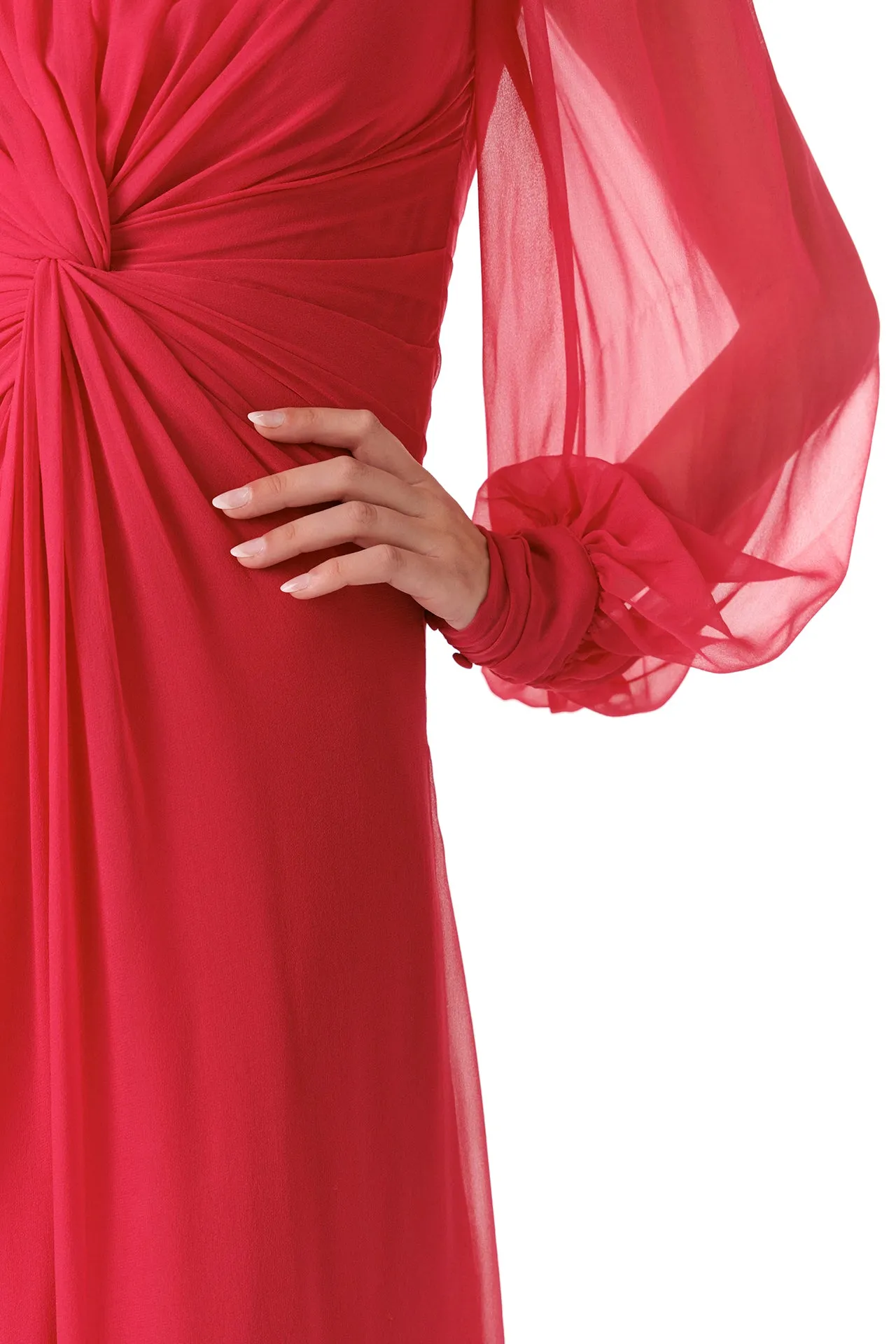 Twist Front Long Sleeve Gown