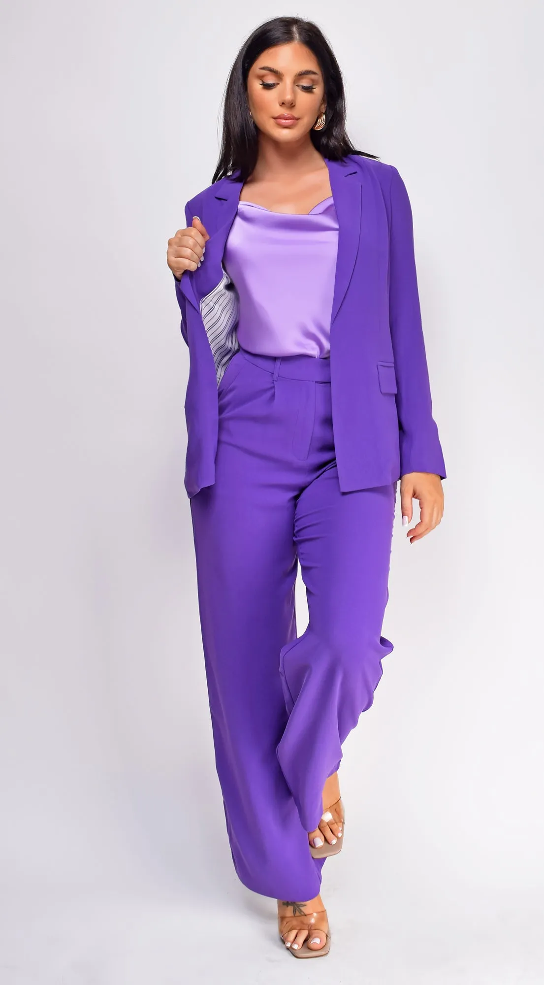 Vella Purple Blazer And Pants Set