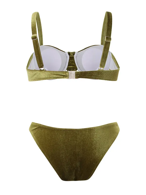 Velvet 2-Piece Underwire Bikini Swimwear - Bra & Flower Bottoms