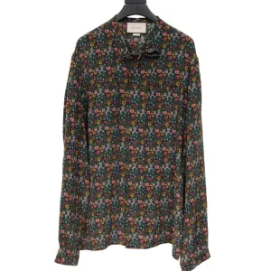 Vintage Flowers Silk Cambridge Button Down Shirt Long Sleeve
