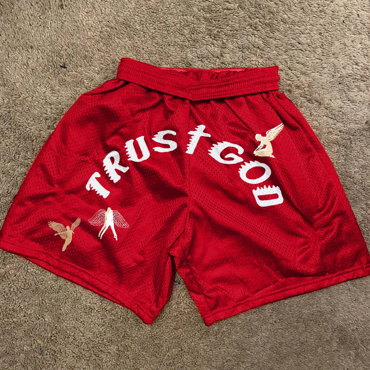 Vintage Print Street Mesh Track Shorts