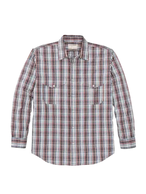 Washed Feather Cloth Shirt Navy/Iron/Ivory Plaid