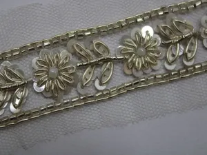 Water Golden Fancy Sequins Work Embellished Embroidered Border