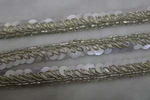 White & Golden Embellished Handwork Trim