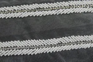 White Pearl Work Embroidered Border