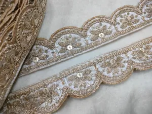 White Zardozi Scalloped Trim