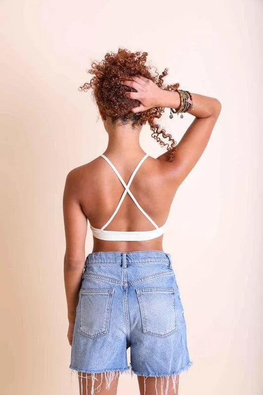 Womens Crochet Lace High Neck Bralette Top
