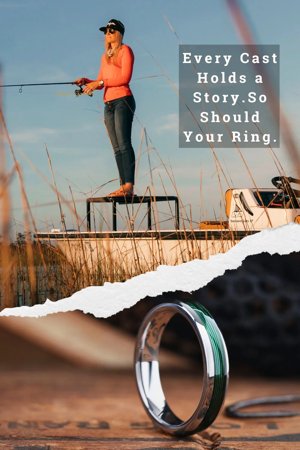 Women's Fishing Line Ring (Green)